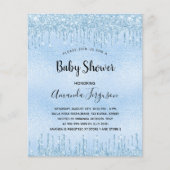 Baby shower lichtblauw metalen glitter (Voorkant)