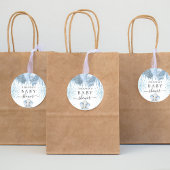 Baby shower lichtblauwe glitter schattige olifant ronde sticker