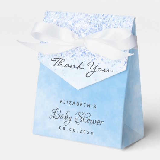 Baby shower lichtblauwe jongen bedankt bedankdoosjes (Voorkant Zijde)