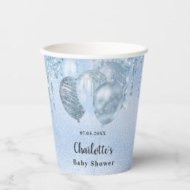 Baby shower lichtblauwe jongen druppelt ballonnen papieren bekers