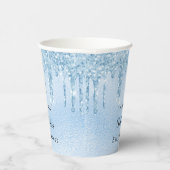 Baby shower lichtblauwe jongen glitter monogram papieren bekers (Rechts)