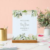 Baby Shower Lichtblauwe Witte Hydrangea Welkom Acryl Bord (Huwelijk)
