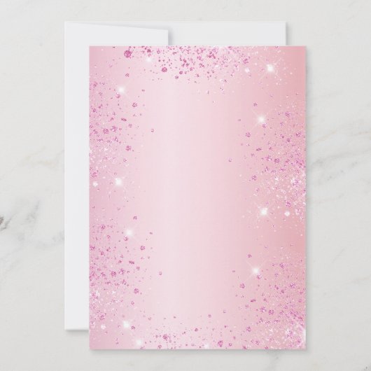 Baby shower lichtroze glitter stof ballon meisje kaart (Achterkant)