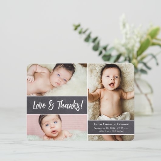 Baby shower Liefde en Bedankt Aangepast fotocollag (Staand voorkant)