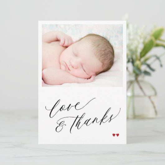 Baby shower liefde en bedankt eenvoudige scriptfot (Staand voorkant)