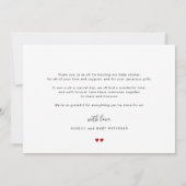 Baby shower liefde en bedankt script eenvoudige fo (Achterkant)