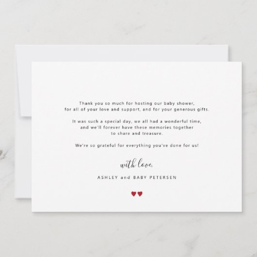 Baby shower liefde en bedankt script eenvoudige fo (Achterkant)
