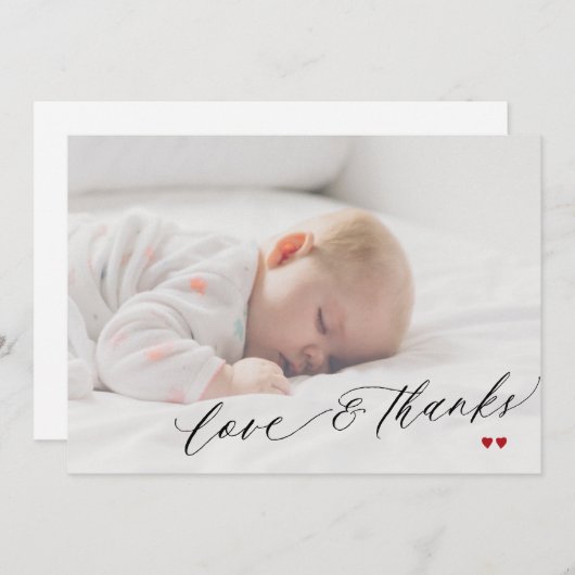 Baby shower liefde en bedankt script eenvoudige fo (Voorkant / Achterkant)