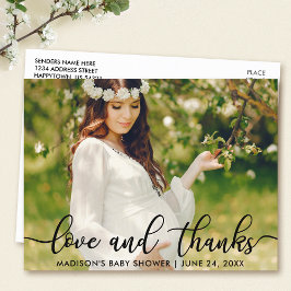 Baby Shower Liefde en Dank Foto Briefkaart