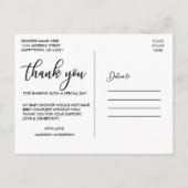 Baby Shower Liefde en Dank Foto Briefkaart (Achterkant)