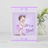  Baby shower Lila Lavender Paars Kaart (Staand voorkant)