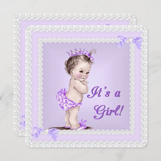  Baby shower Lila Lavender Paars Kaart (Voorkant / Achterkant)