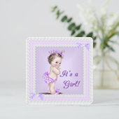  Baby shower Lila Lavender Paars Kaart (Staand voorkant)