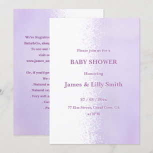 baby shower Lila Uitnodiging Ombre Glitter