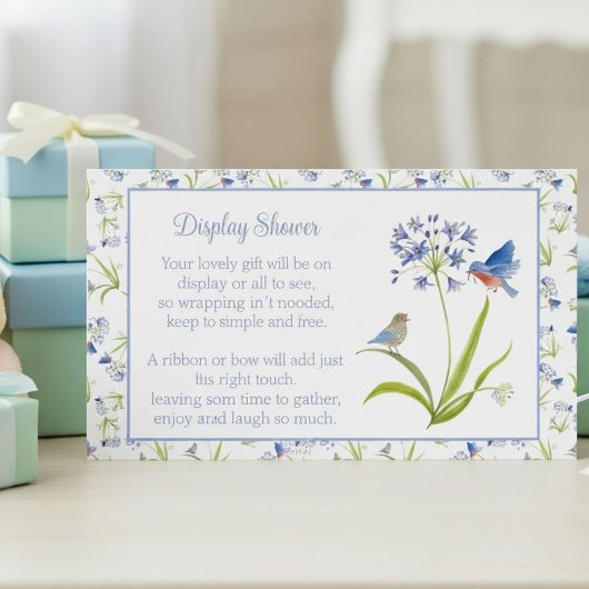 Baby Shower Lily with Bluebird Display Shower Informatiekaartje