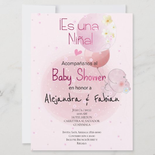 BABY SHOWER LINDO HIPO. PARA BEBÉ NIÑA KAART (Voorkant)