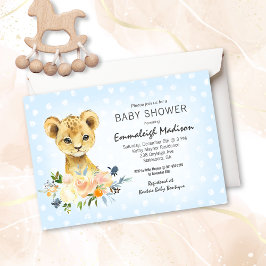 Baby shower Lion Cub Floral Blue