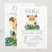 Baby shower Lion Cub Oerwoud Waterverf Kaart (Voorkant / Achterkant)