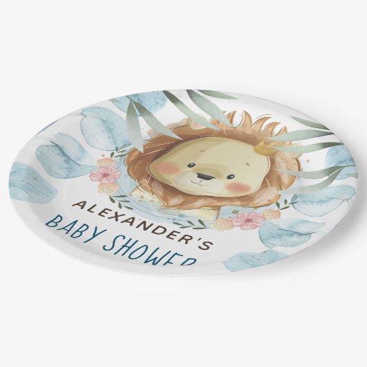 Baby shower Lion gepersonaliseerd Papieren Bordje (Gekanteld)
