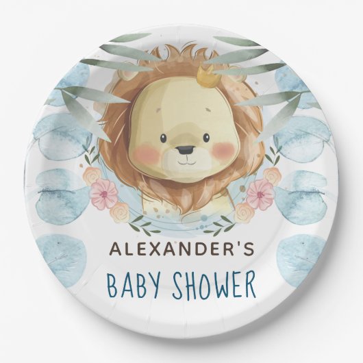 Baby shower Lion gepersonaliseerd Papieren Bordje (Voorkant)