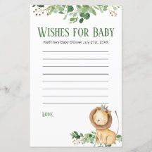 Baby shower Lion Greenery Floral wenst Baby