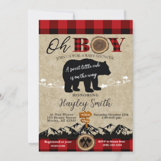 Baby shower Little Beer Flannel Lumberjack Thema Kaart