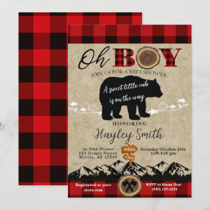 Baby shower Little Beer Flannel Lumberjack Thema Kaart