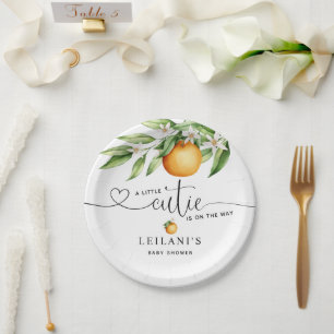 Baby shower Little Cutie on the Way Waterverf Papieren Bordje