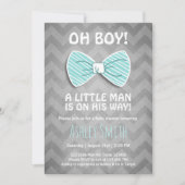 Baby shower Little Man Invitation Bow Stropdas Bla Kaart (Voorkant)