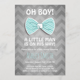 Baby shower Little Man Invitation Bow Stropdas Bla Kaart