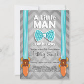 Baby shower Little Man Invitation Bow Stropdas Bla Kaart (Voorkant)