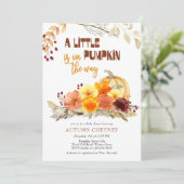 Baby shower "Little Pumpkin Autumn Flowers" Kaart (Staand voorkant)