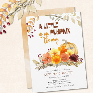Baby shower "Little Pumpkin Autumn Flowers" Kaart