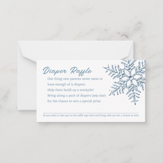 Baby shower Little Snowflake Luier Raffle Notitiekaartje (Voorkant)