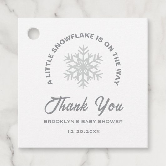 Baby shower Little Snowflake Winter Genderneutraal Bedankjes Labels (Voorkant)