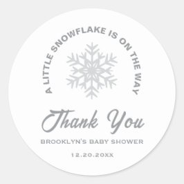 Baby shower Little Snowflake Winter Genderneutraal Ronde Sticker