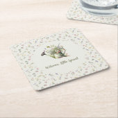 Baby Shower - "Little Sprout" Floral Kartonnen Onderzetters (Schuin)