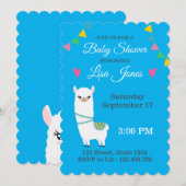  Baby shower Llama Kaart (Voorkant / Achterkant)