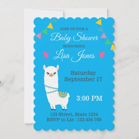 Baby shower Llama Kaart (Voorkant)