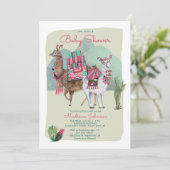 Baby Shower | Llama's & Cactus | Uitnodigingen (Staand voorkant)