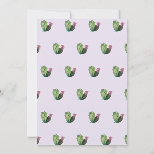 Baby Shower | Llamas en Cactus | Lila uitnodiginge Kaart (Achterkant)