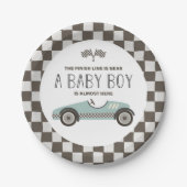 Baby shower  loopauto papieren bordje (Voorkant)
