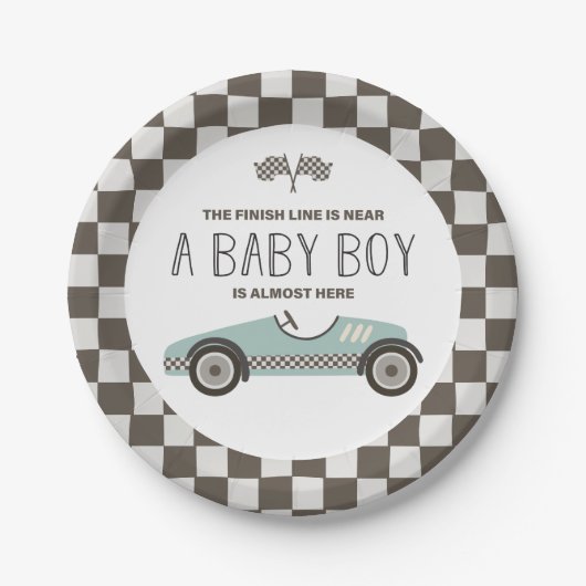 Baby shower  loopauto papieren bordje (Voorkant)
