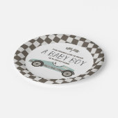 Baby shower  loopauto papieren bordje (Gekanteld)