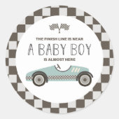 Baby shower  loopauto ronde sticker (Voorkant)