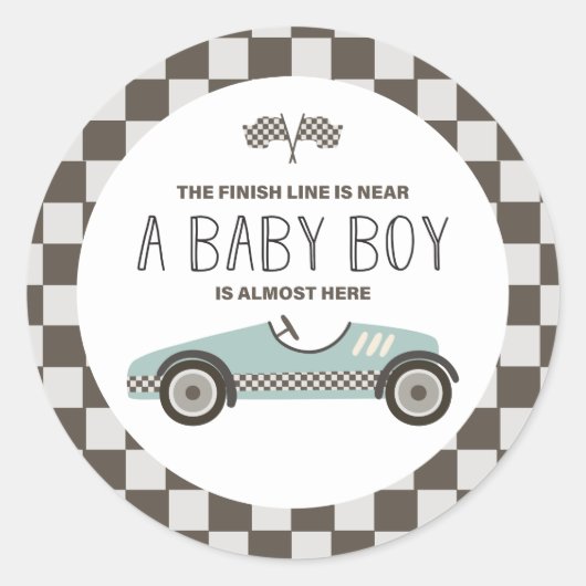 Baby shower  loopauto ronde sticker (Voorkant)