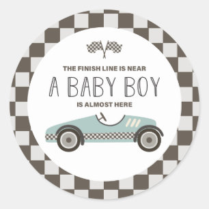 Baby shower loopauto ronde sticker