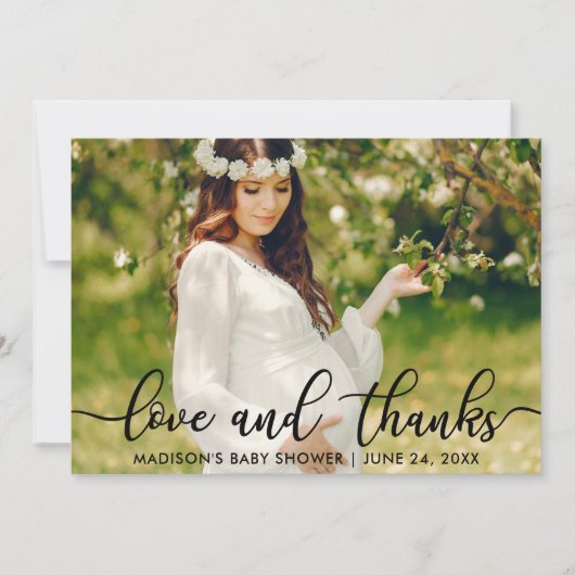 baby shower Love and Bedankt Photo Card (Voorkant)