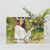baby shower Love and Bedankt Photo Card (Staand voorkant)