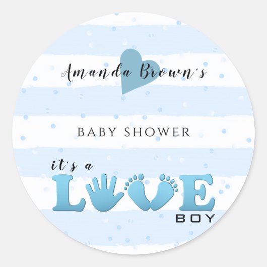 Baby shower Love Baby Boy Ronde Sticker (Voorkant)